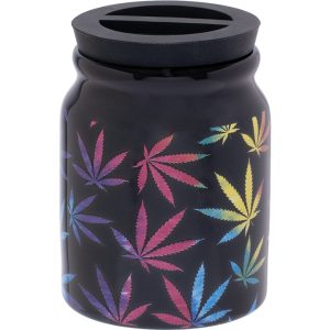 FUJIMA CERAMIC STASH JAR 3.75" WEED LEAFS