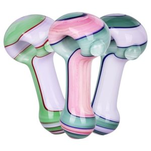 MILKY PASTEL RIBBON 4"GLASS SPOON PIPE