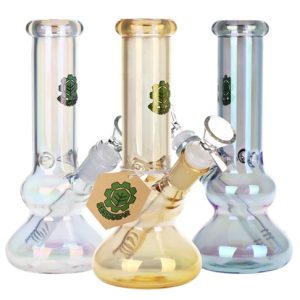 SESHGEAR DOUBLE BUBBLE 8" ELECTROPLATED BONG ASSORTED COLORS