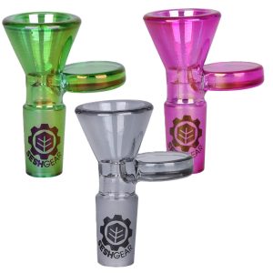 SESHGEAR 14MM CHROMATIC FUNNEL BOWL W/ TAB HANDLE ASST COLORS