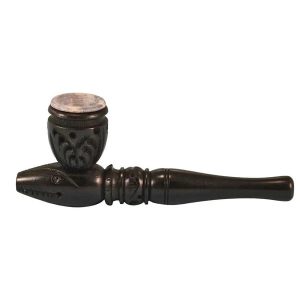 COURTING IN TALL GRASS 4" STONE BOWL CARVED WOOD PIPE